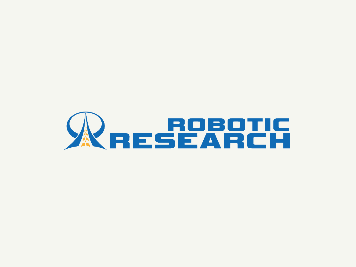 Blue Robotic Research logo on a cream background